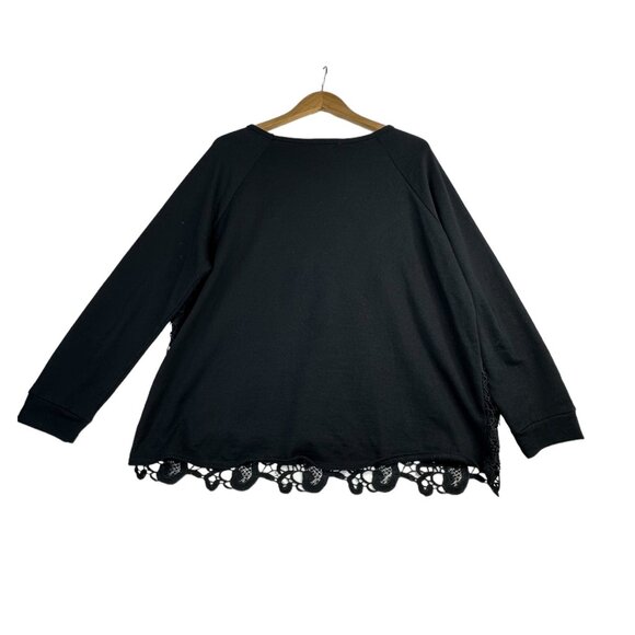 Adrianna Papell Embroidered‎ Aplique Long Sleeve Blouse size XXL Black - Picture 1 of 6